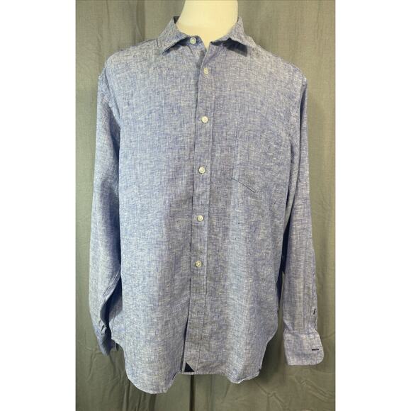 UNTUCKit Other - Untuckit 100% Linen Vin Santo WR Shirt Mens XL Blue Slim Fit Preppy